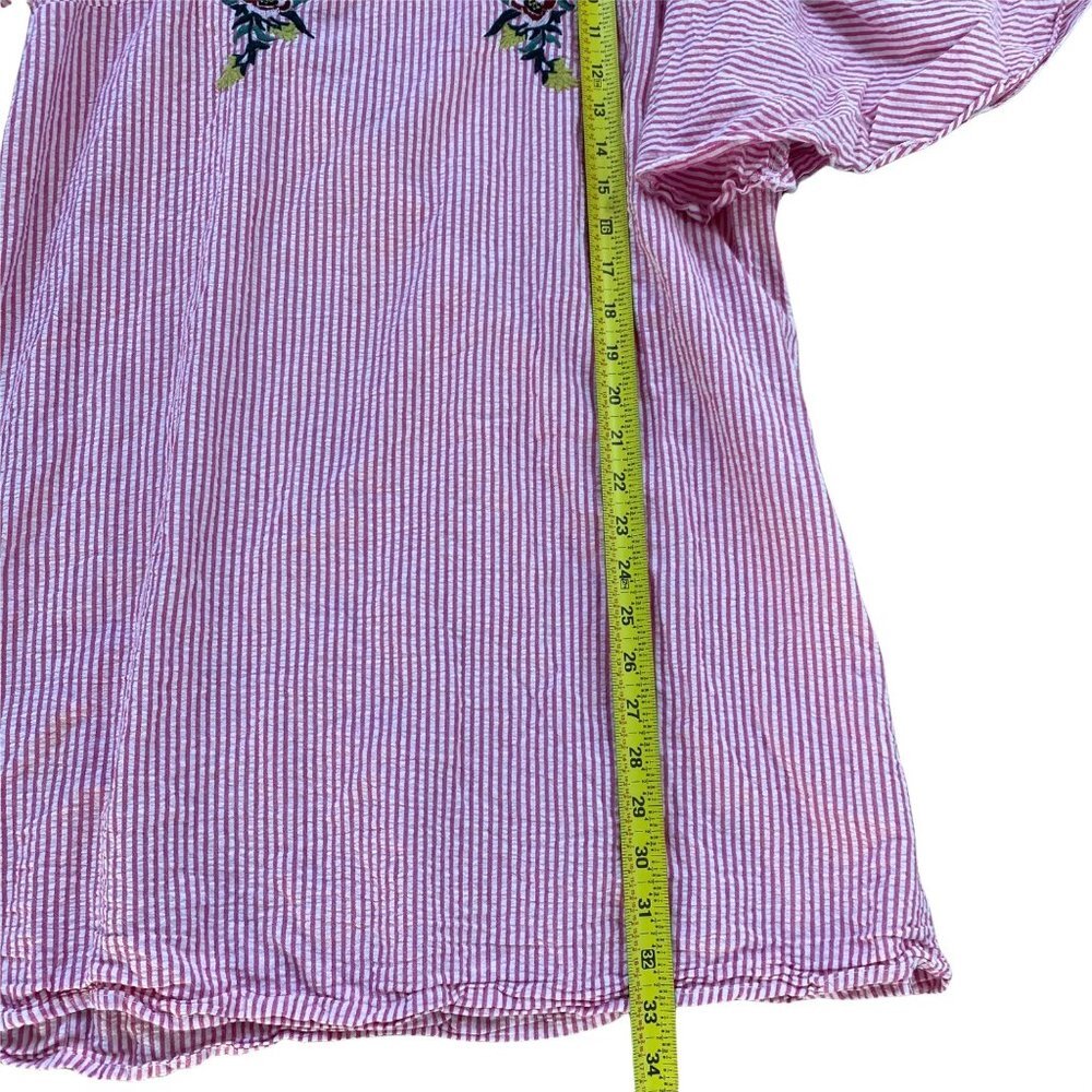 Primark Dress Mini Cold Shoulder Ruffled Seersucker Floral Embroidered Womens 10 - Picture 4 of 10